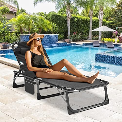 Adjustable 4-Position Folding Camping Cot with Pillow Y134858