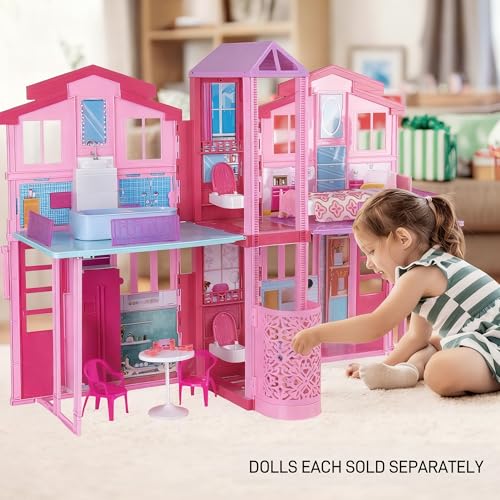2-Story Foldable Dollhouse with 4 Rooms & Elevator Y566