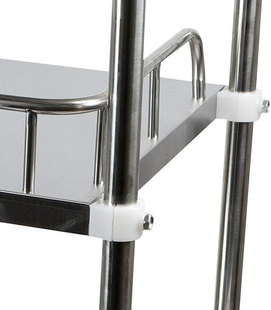 3 Layers Stainless Steel Cart Trolley with Lockable Wheels X2393