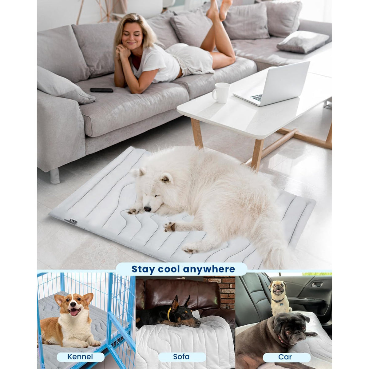 36" x 23" Reversible Cooling Mat, Glacial Grey J363