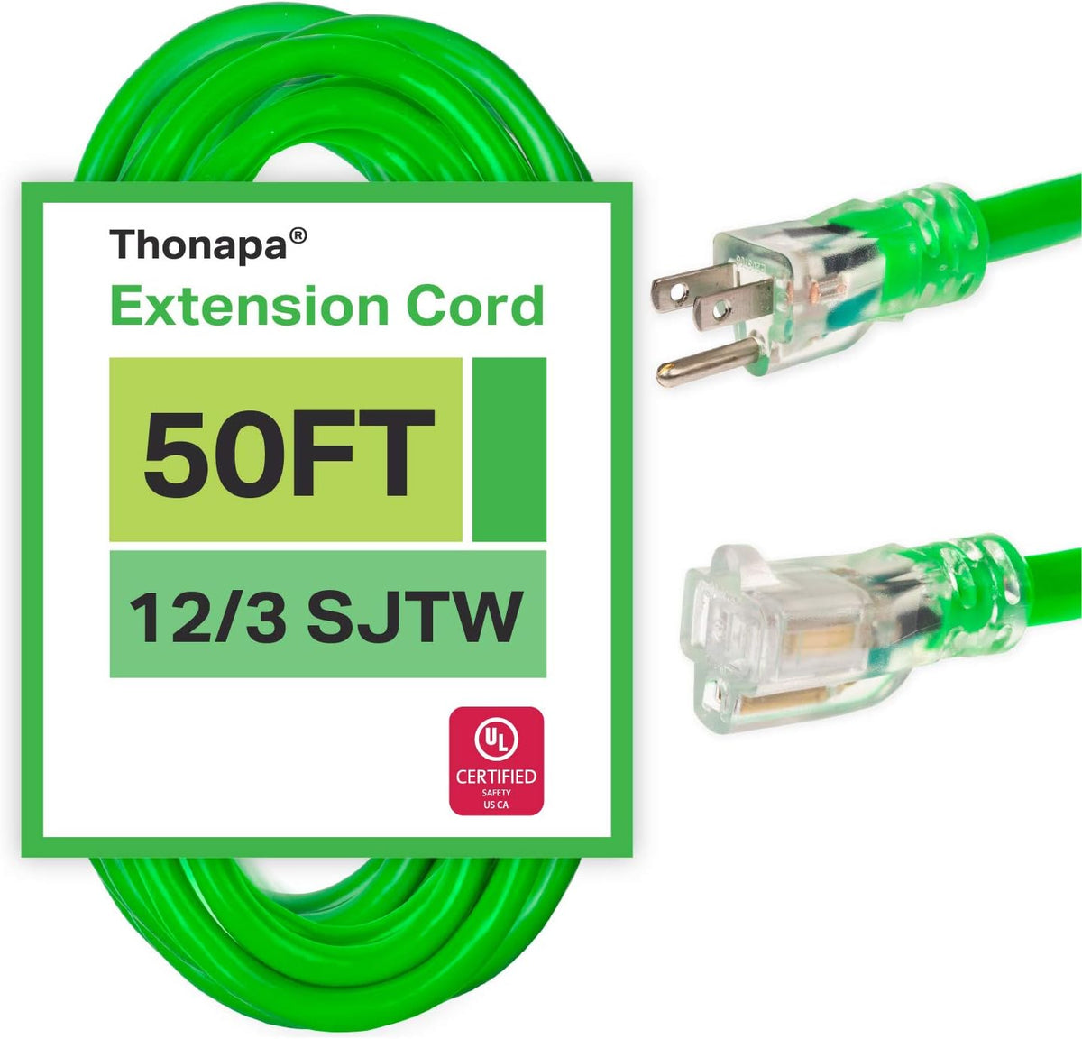 12/3 Heavy Duty Lighted Outdoor Extension Cord Yellow 75 Ft SJTW B192560