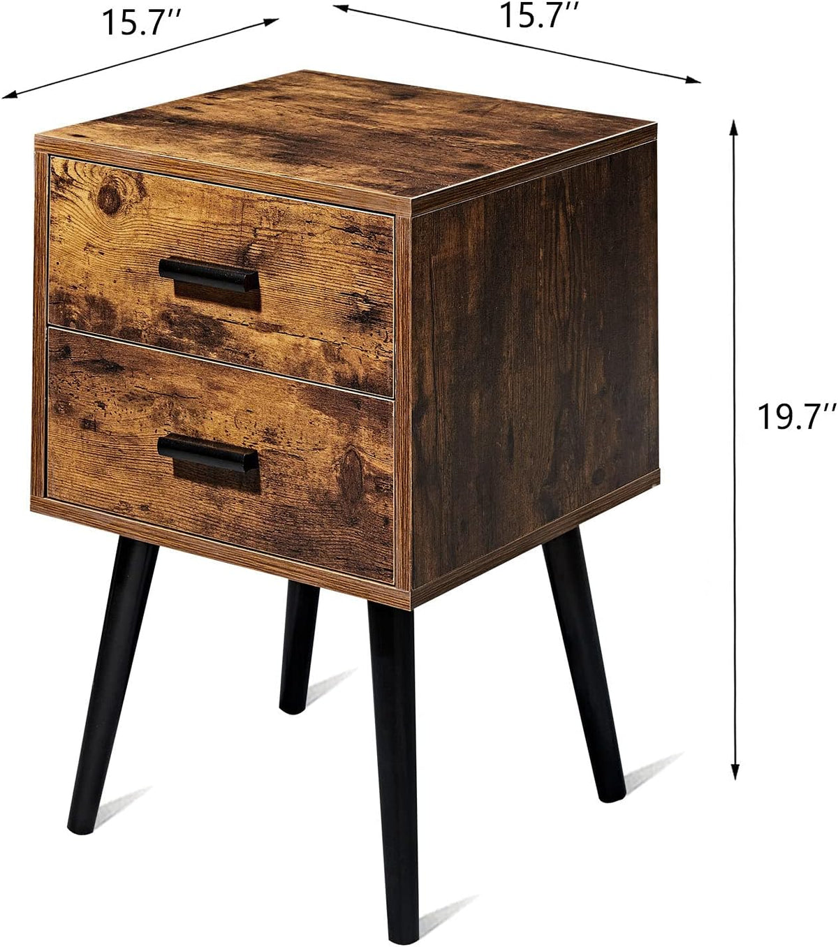 Rustic Brown Wooden Night Stand with 2 Drawers R379