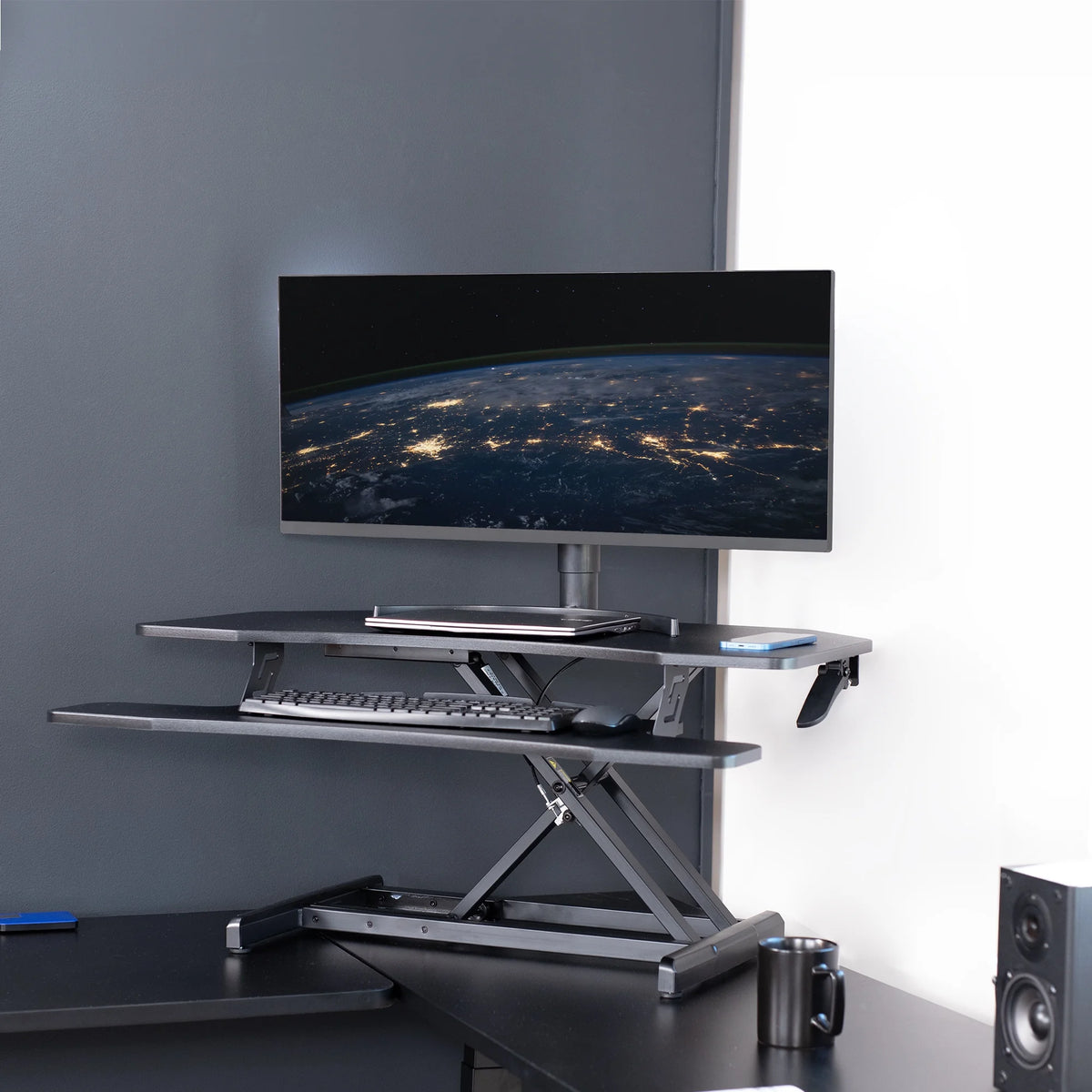 Black Corner Height Adjustable Standing Desk L69094