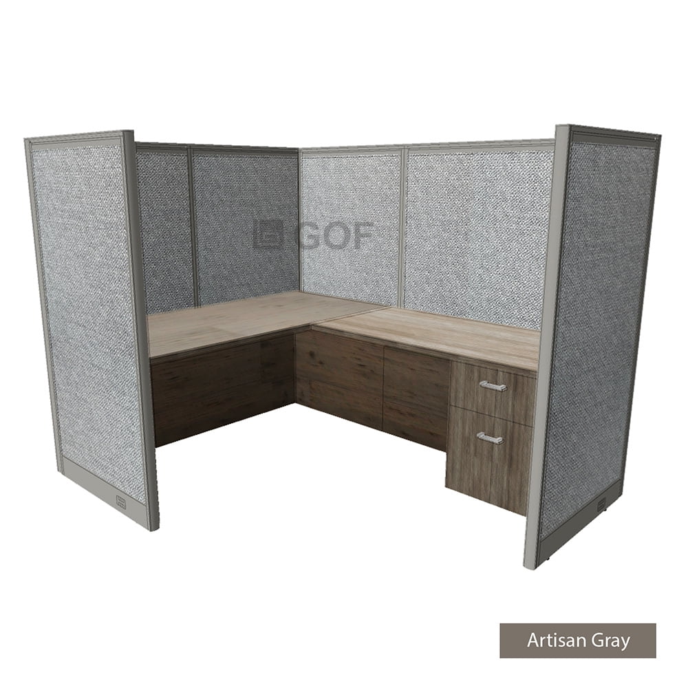 1 Person Workstation Cubicle with Desk, Artisan Grey L843