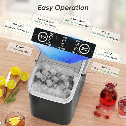 Portable Self-Cleaning Countertop Ice Maker 26.5Lbs/24H Black V957
