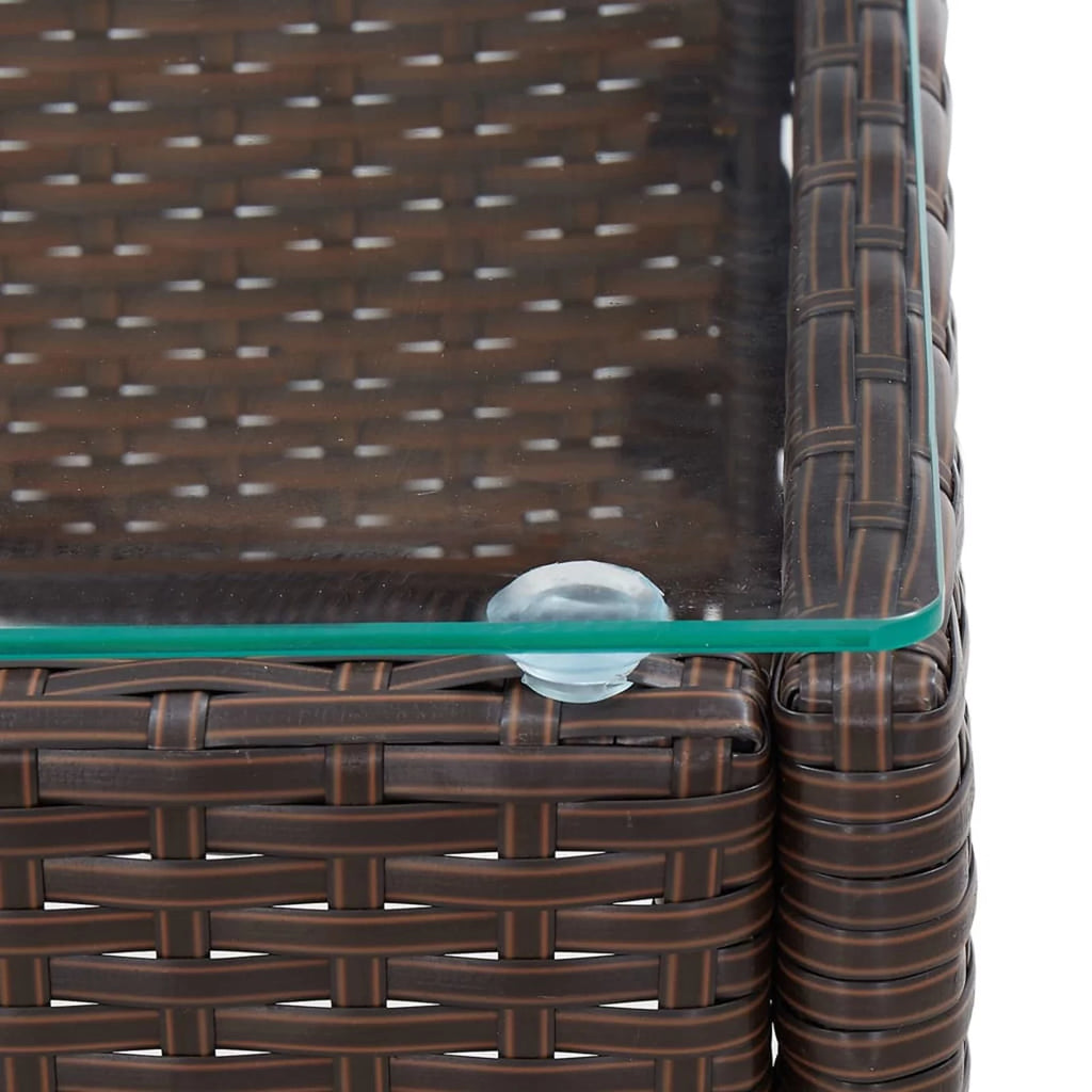 Brown Poly Rattan Glass Tabletop Side Table G929953