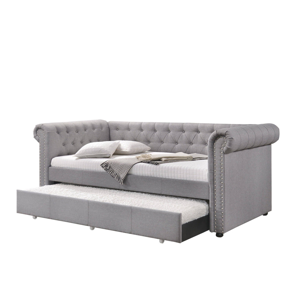 Smoke Gray Fabric Daybed u0026 Trundle - Twin W14383