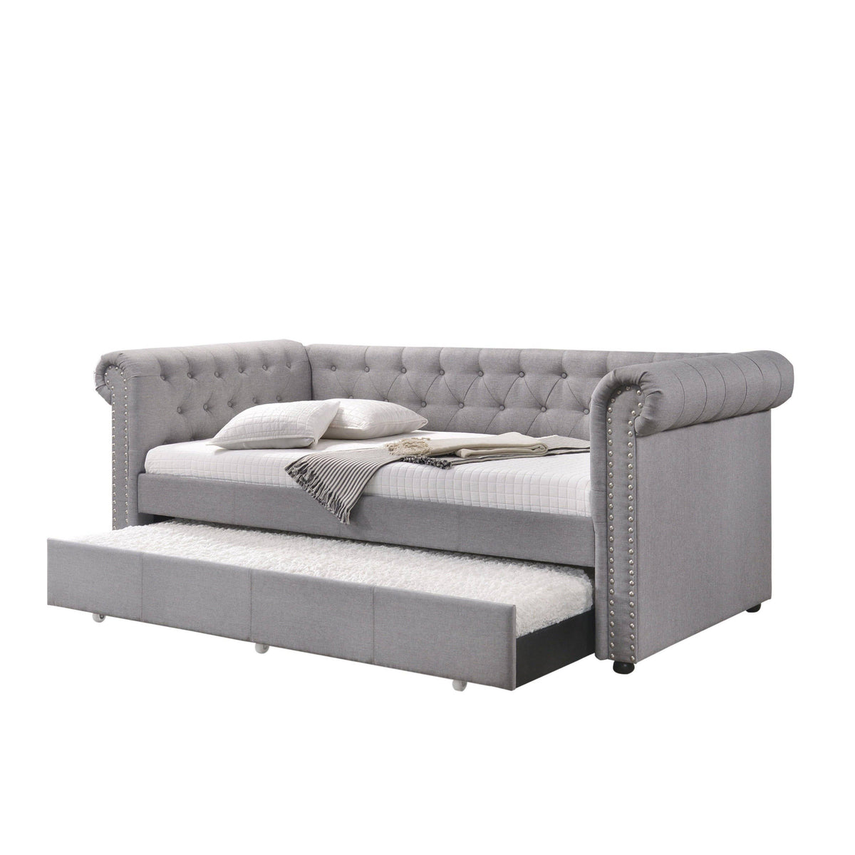 Smoke Gray Fabric Daybed u0026 Trundle - Twin W14383