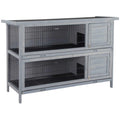 2-Story Wooden Rabbit Hutch with Lockable Doors H70439