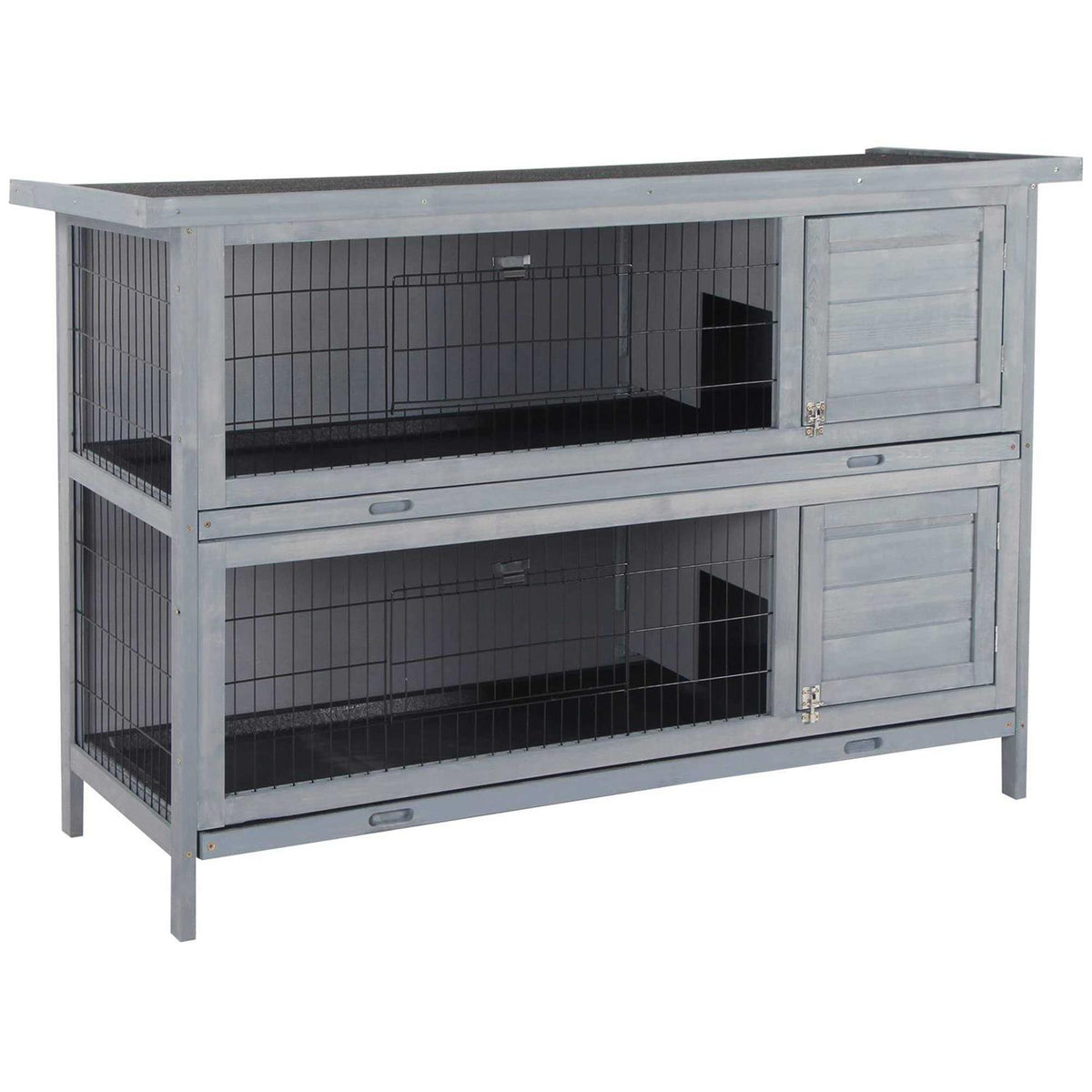2-Story Wooden Rabbit Hutch with Lockable Doors H70439