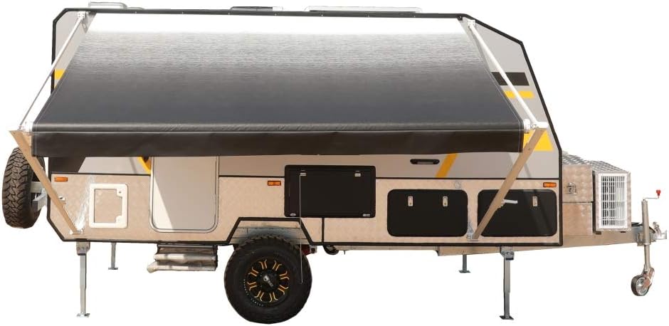 Black 12x8 Ft Retractable RV Trailer Awning G93052