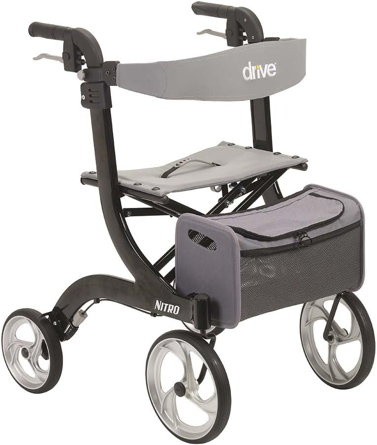 Red 4-Wheel Rollator Walker With Seat H222