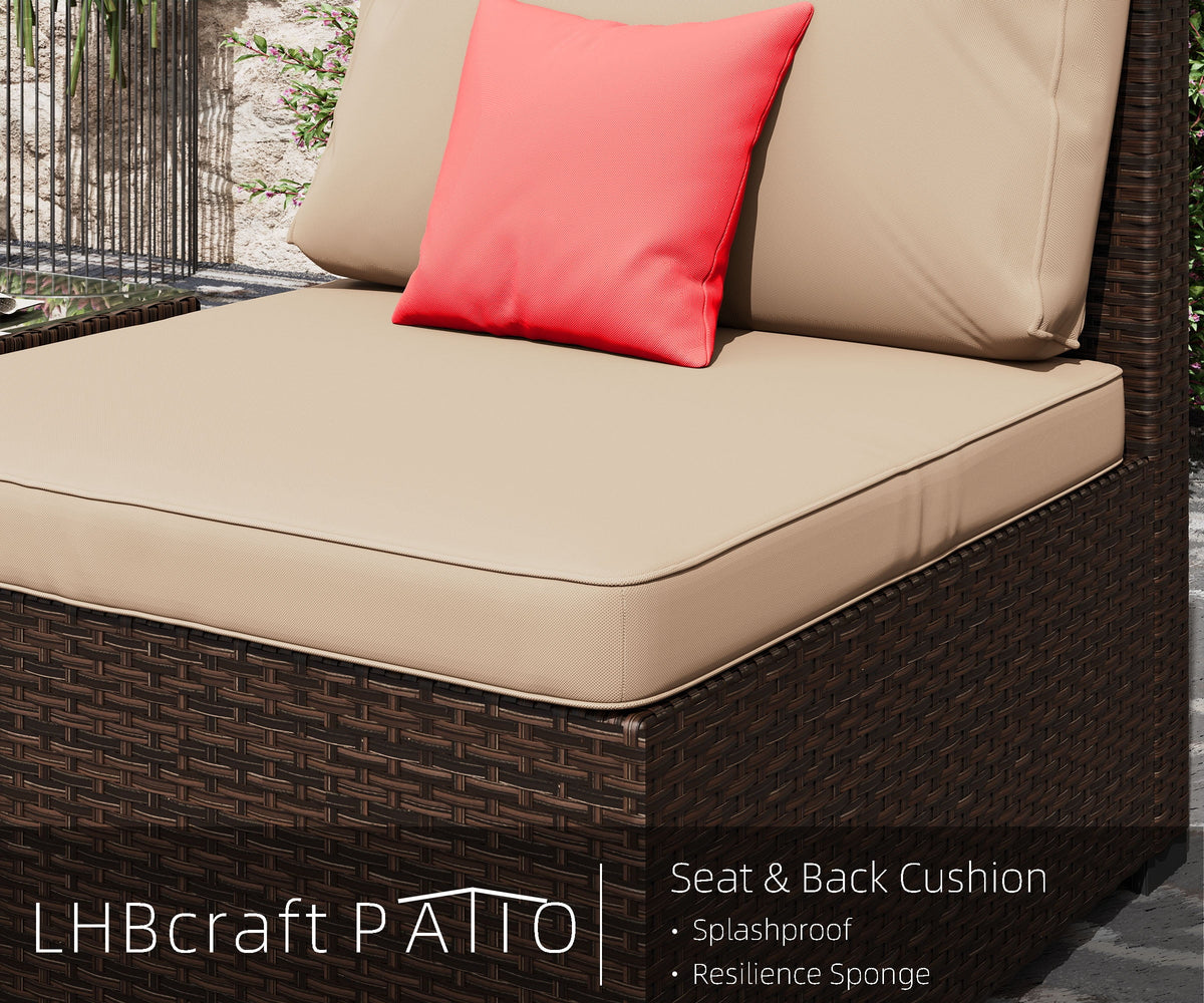 7 Piece PE Rattan Patio Sectional Sofa Set with Cushion and Coffee Table R1660