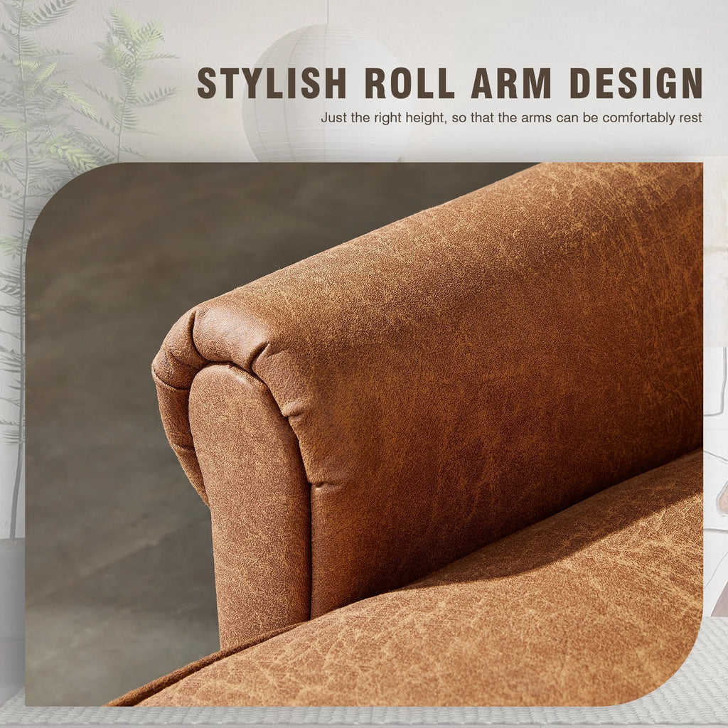 81.50" Wide L-Shaped Suede Fabric Light Brown Sectional Sofa H99029