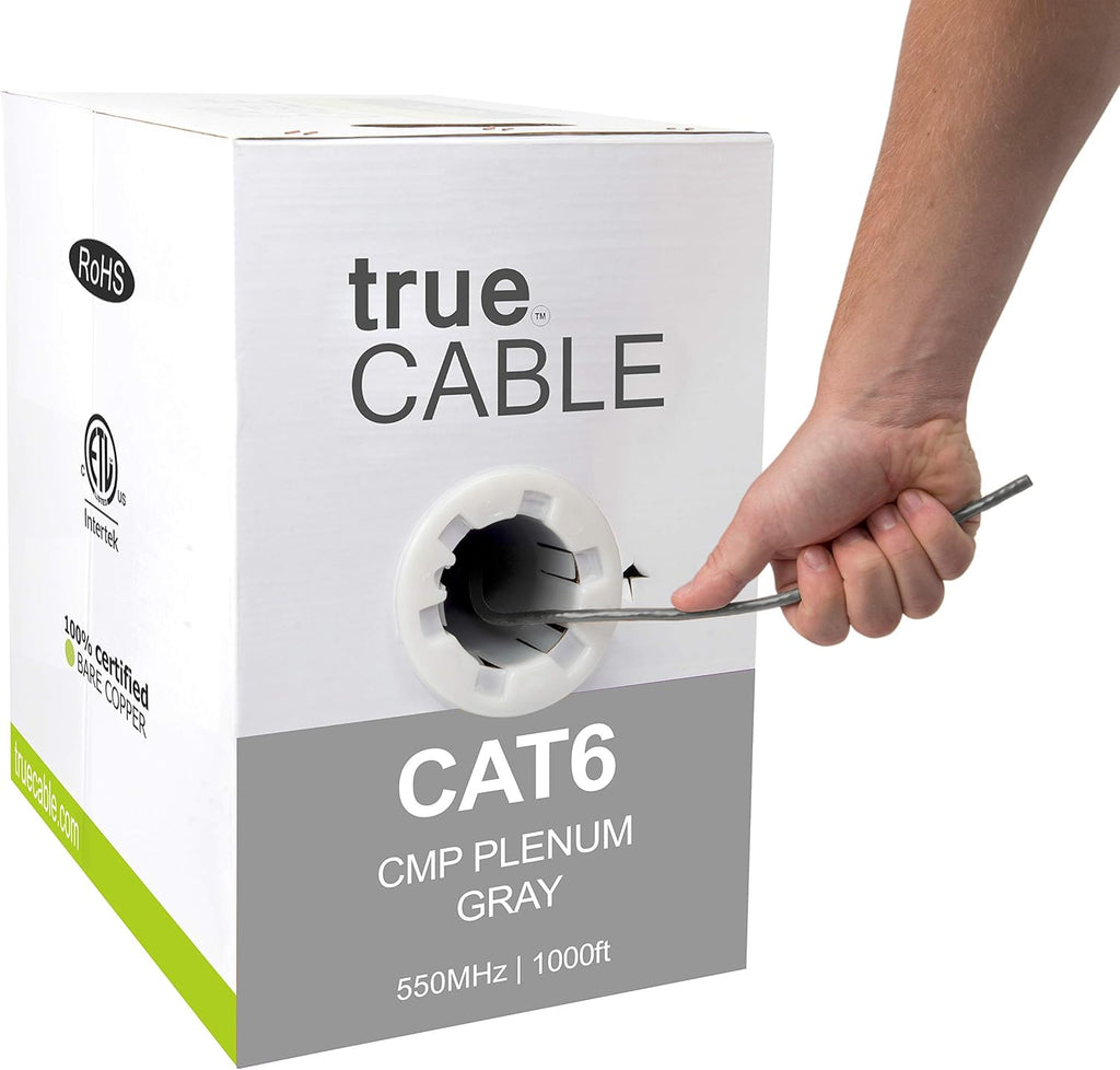 1000ft Black 23AWG 4 Pair Solid Bare Copper Bulk Ethernet Cable P8276