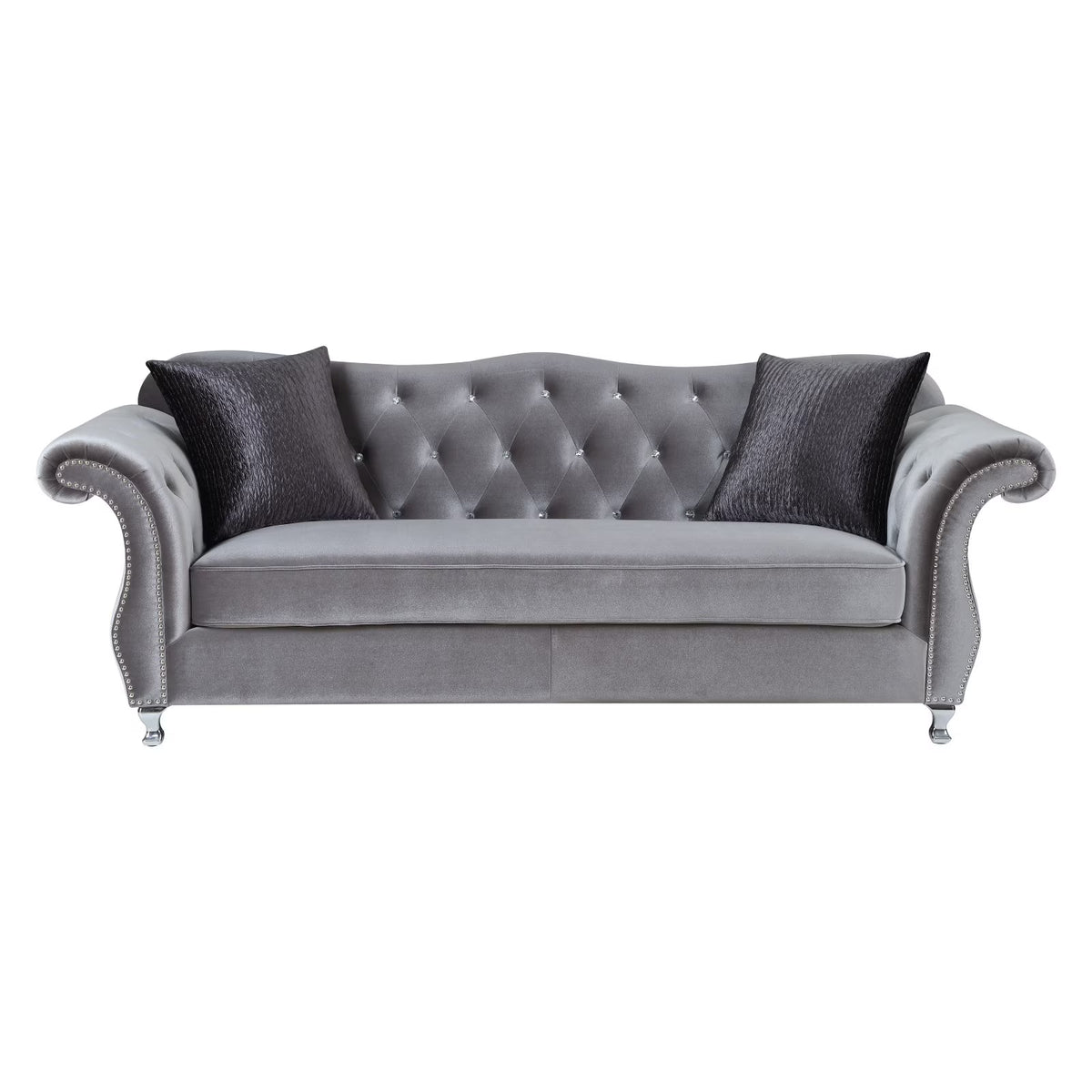 Silver Button Tufted Sofa M316
