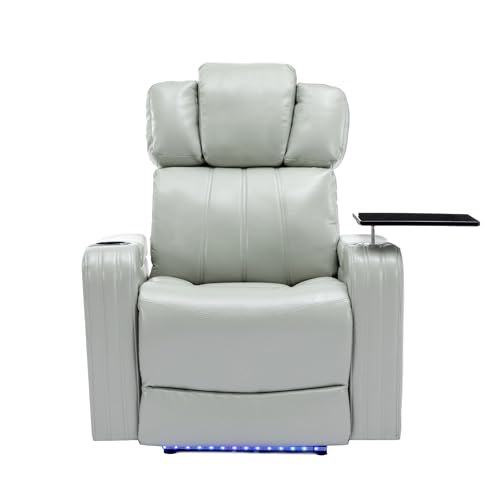 Black Electric Recliner Chair with Cup Holder Bluetooth Speaker LED Lights USB Ports Tray Table Arm Storage X6855