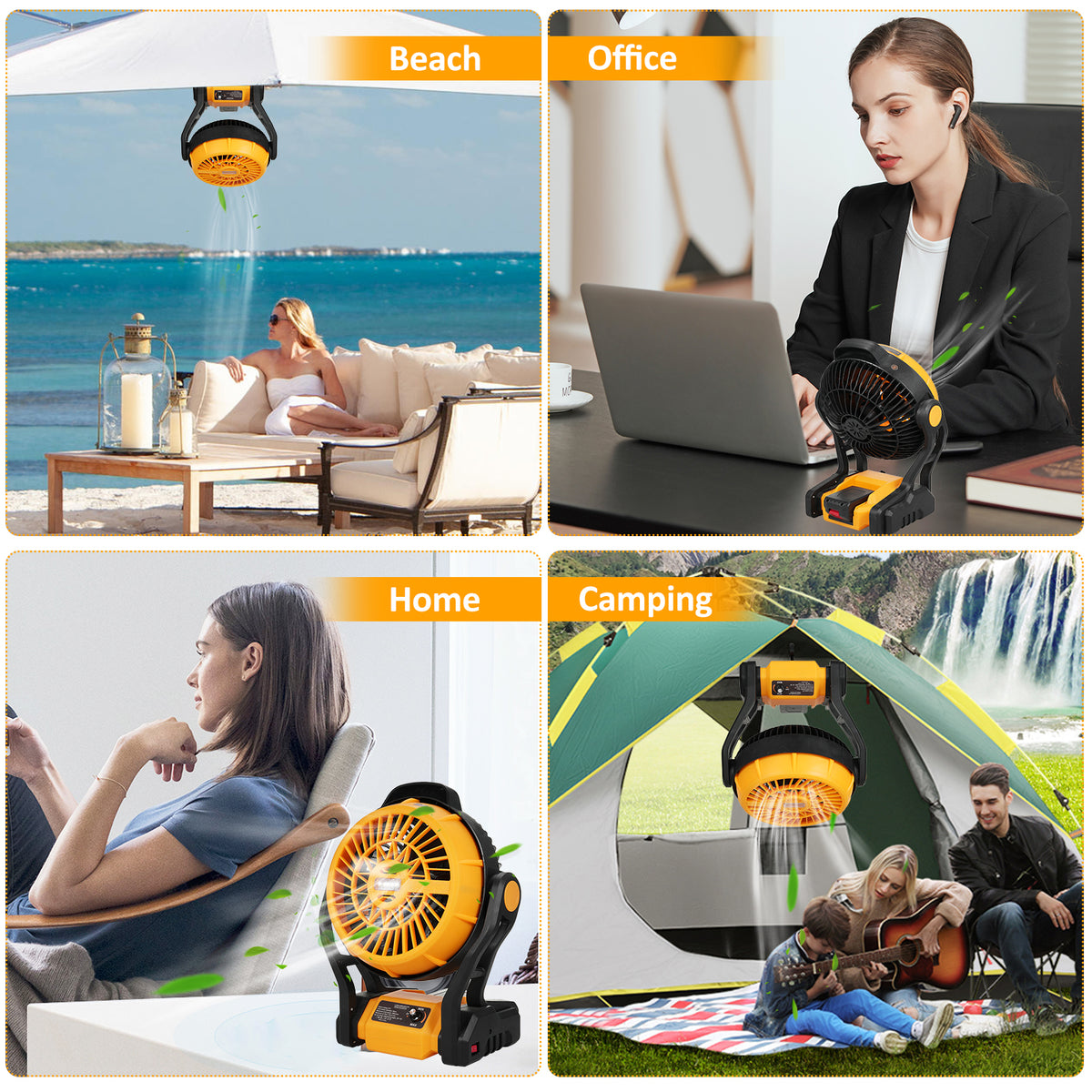 Rechargeable Portable 8 Inch Camping Fan with LED Lantern B3165