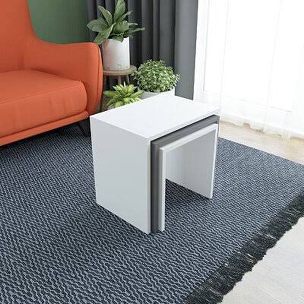 White Gray Nesting Tables D375