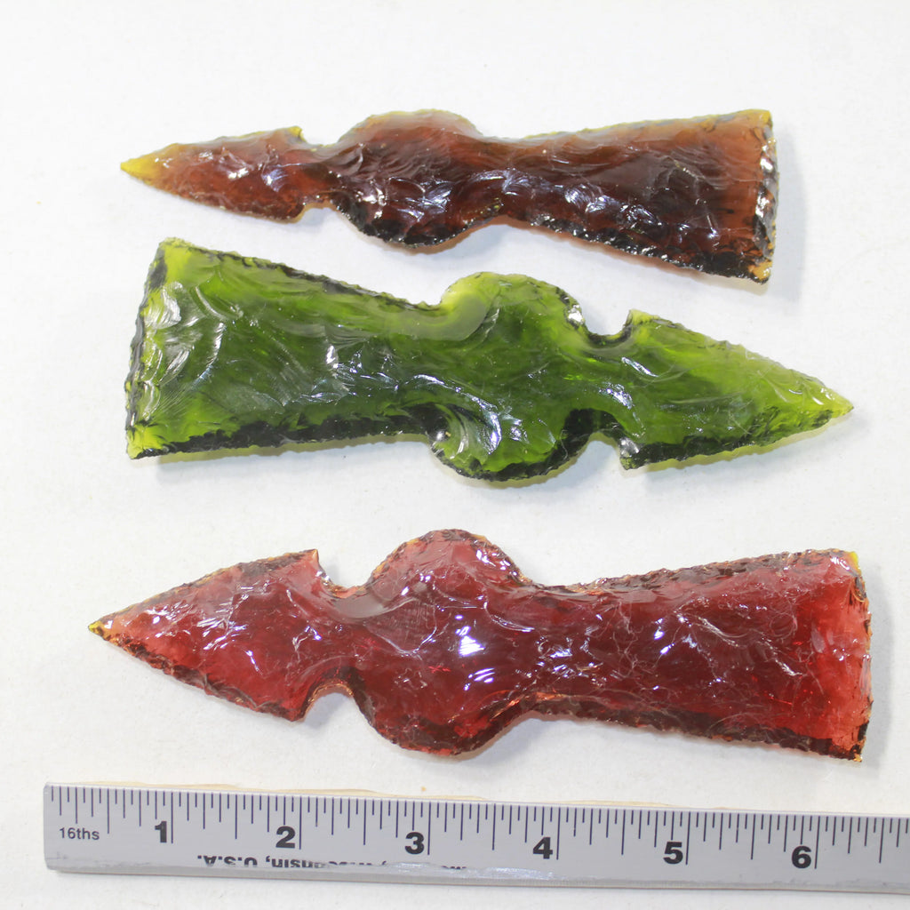 3 Glass Ornamental Tomahawk Heads Y644392