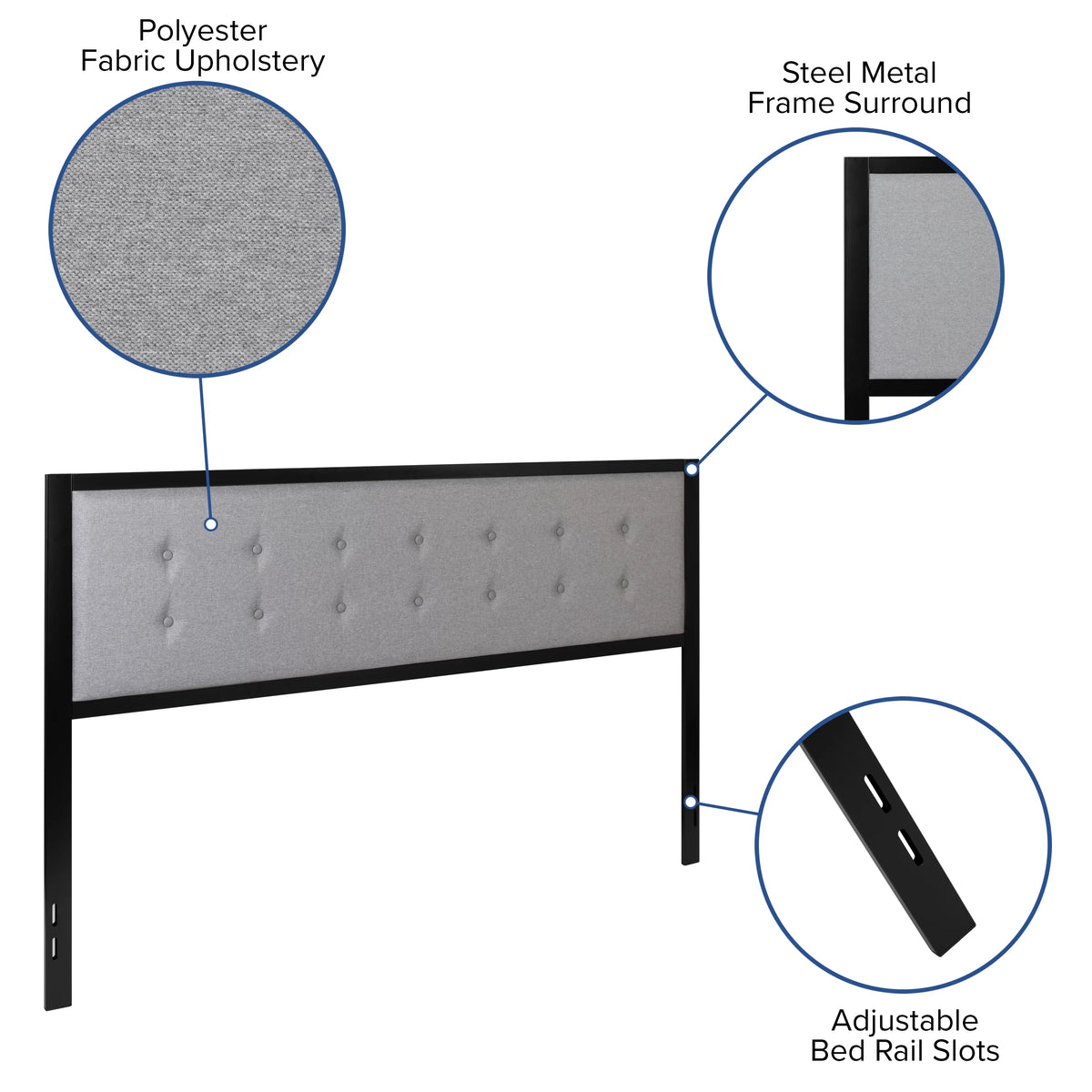 Light Gray Fabric Upholstered King Size Headboard D92970