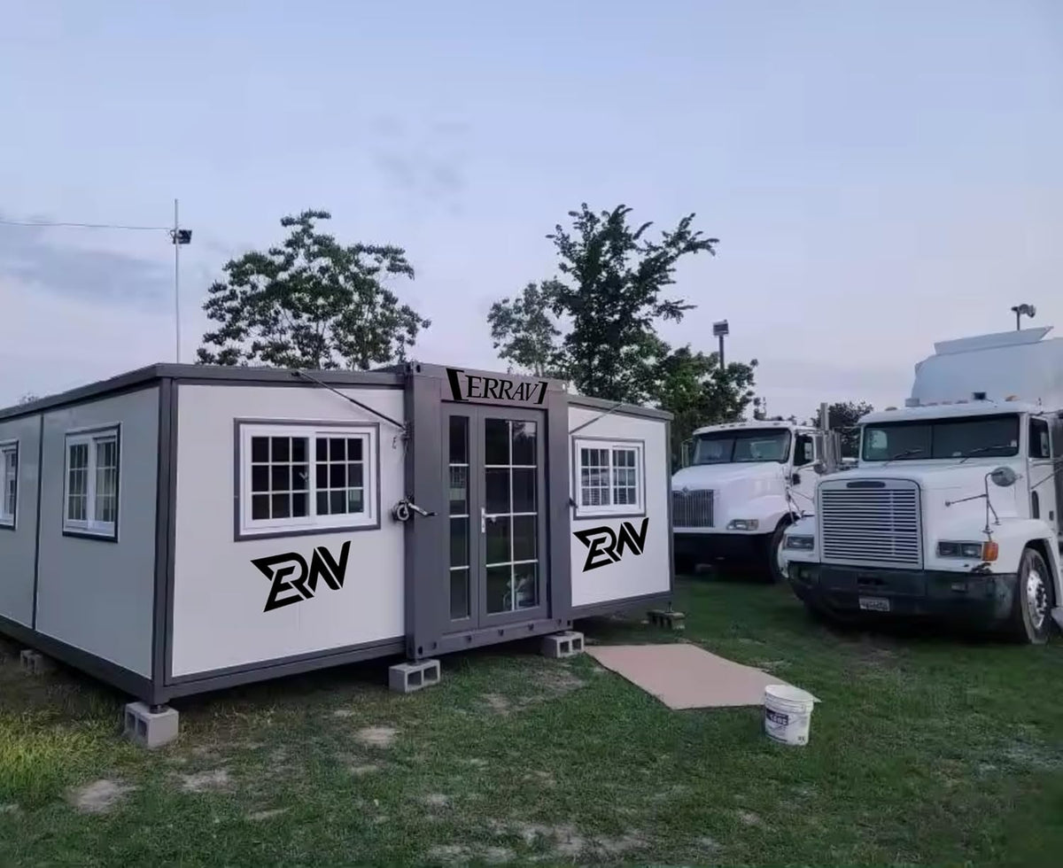 19 x 20 FT Foldable Prefab House with 1 Bathroom, 2 Rooms, and 1 Kitchen S655010