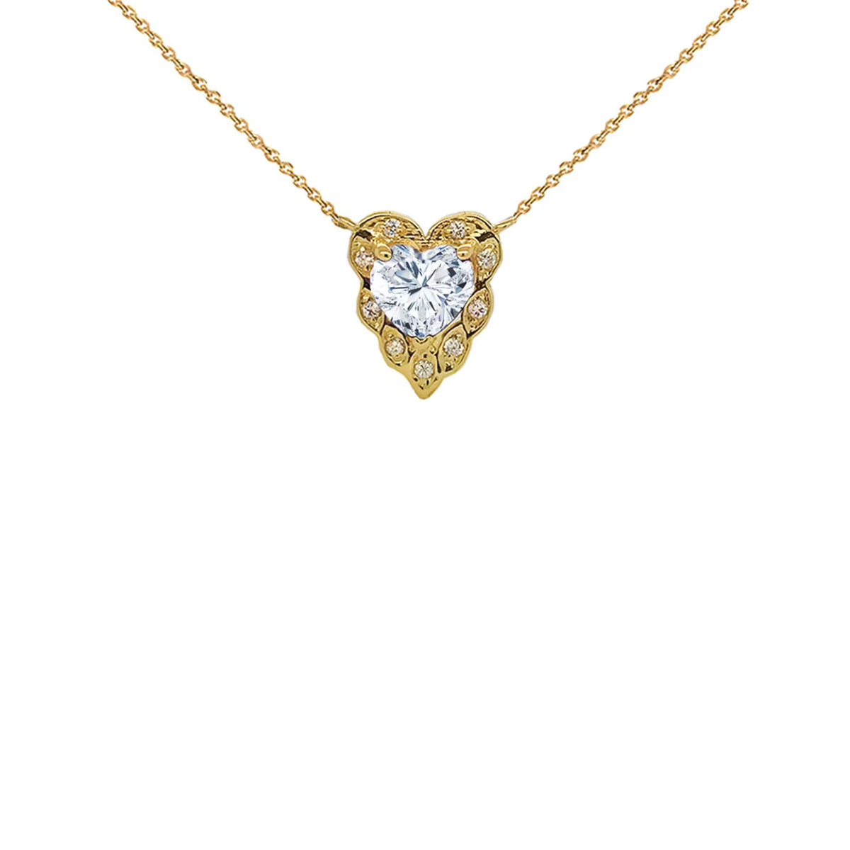 Emerald Green 10K Yellow Gold Birthstone Heart-Shaped Pendant Necklace with 22" Chain G55343