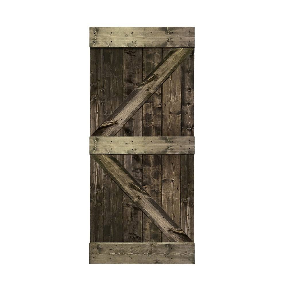 36 in. x 84 in. Solid Jungle Green Stained Pine Wood Interior Sliding Barn Door Slab N374