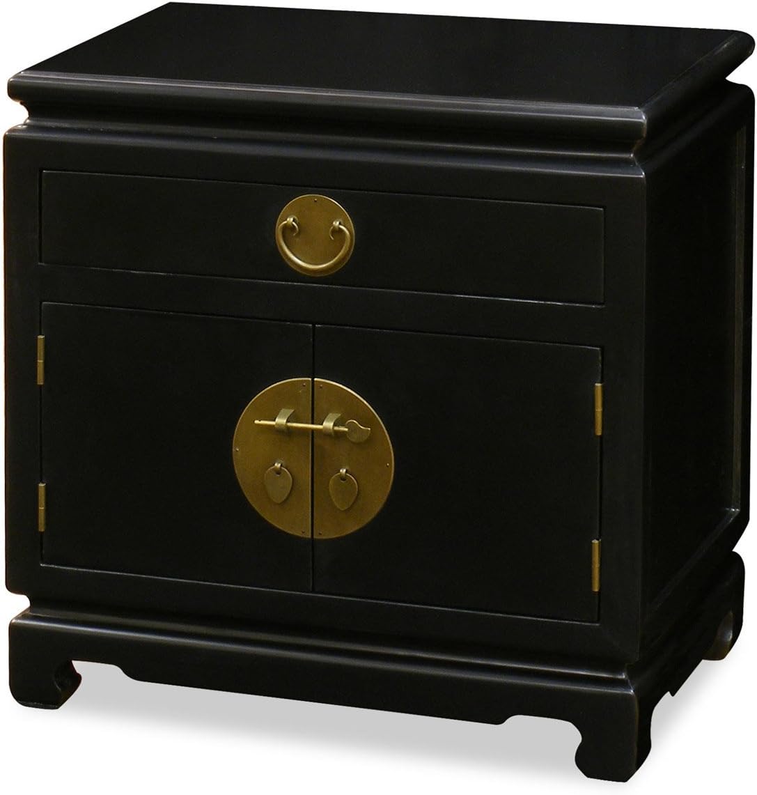 Chinese Elmwood End Cabinet with Brass Hardware P7281