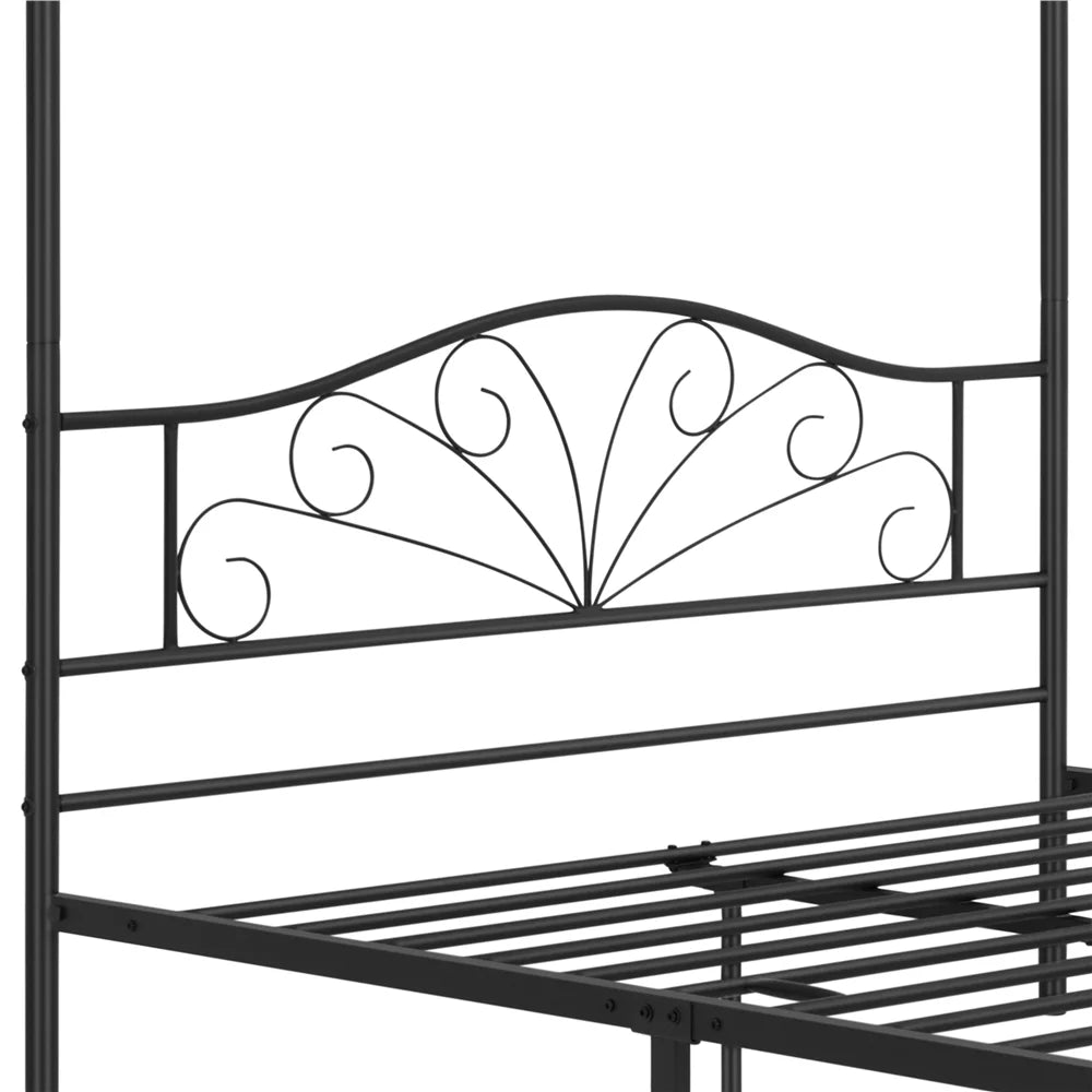 Queen Size Black Metal Canopy Platform Bed U213549