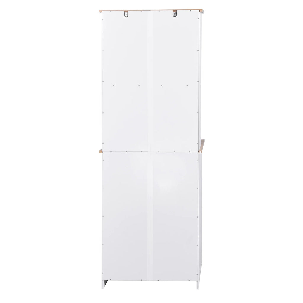 White Tall Wooden Kitchen Cabinet with 2 Drawers I11376
