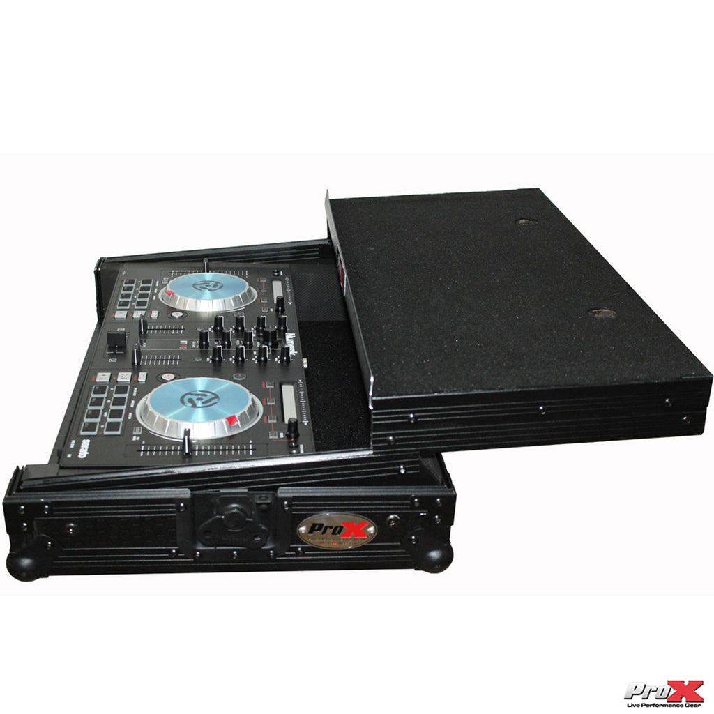 Black Travel Flight Case for Mixtrack Pro 3 with Laptop Shelf K8536