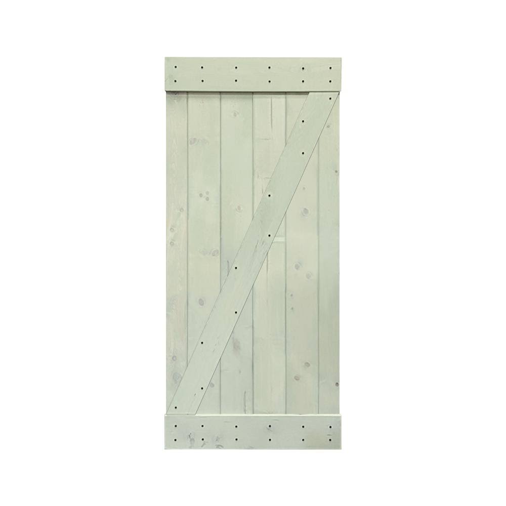 Sage Green 42-in x 84-in Solid Core Stained Pine Wood Single Barn Door N5307
