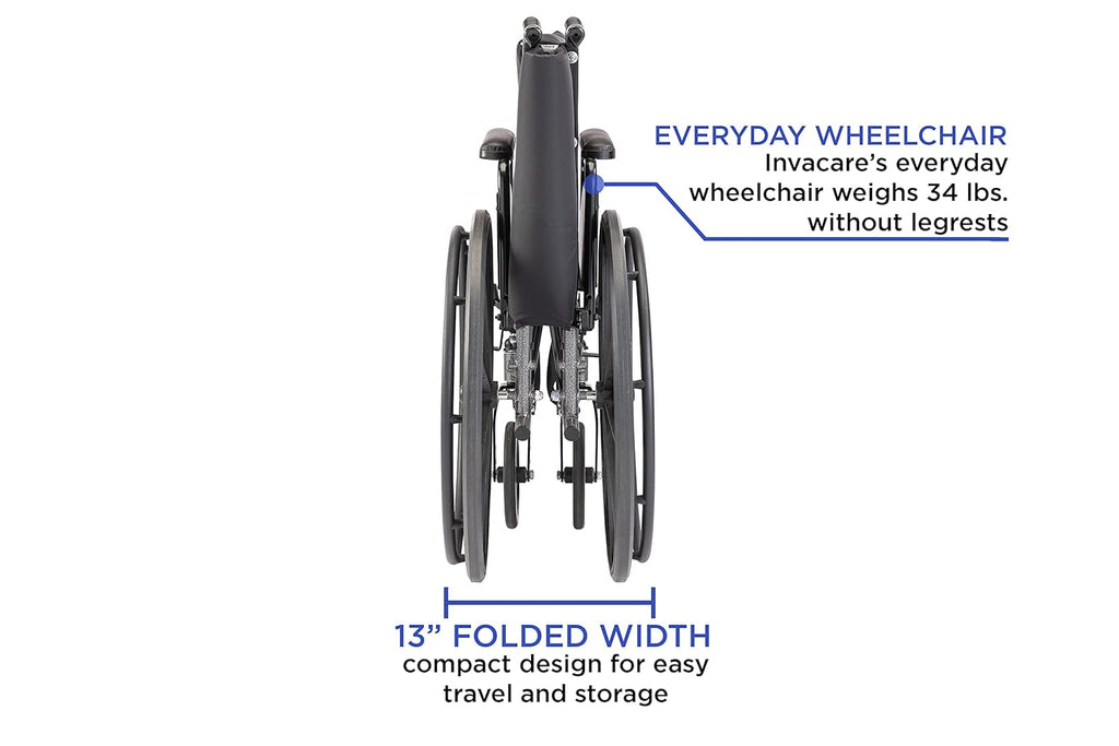 Folding Wheelchair 22 Inch Seat with Padded Legrests & Desk Arms Y270