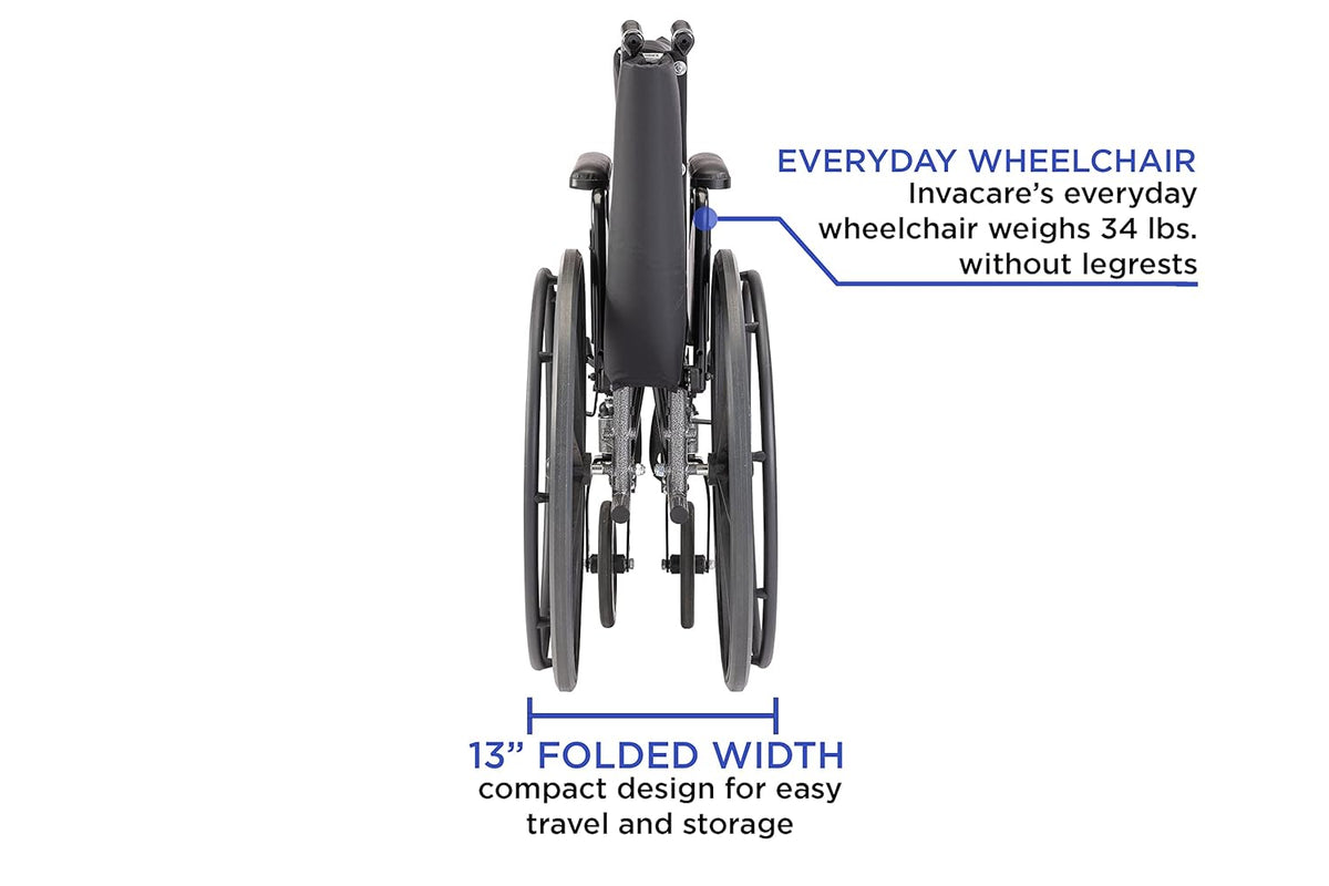 Folding Wheelchair 22 Inch Seat with Padded Legrests & Desk Arms Y270