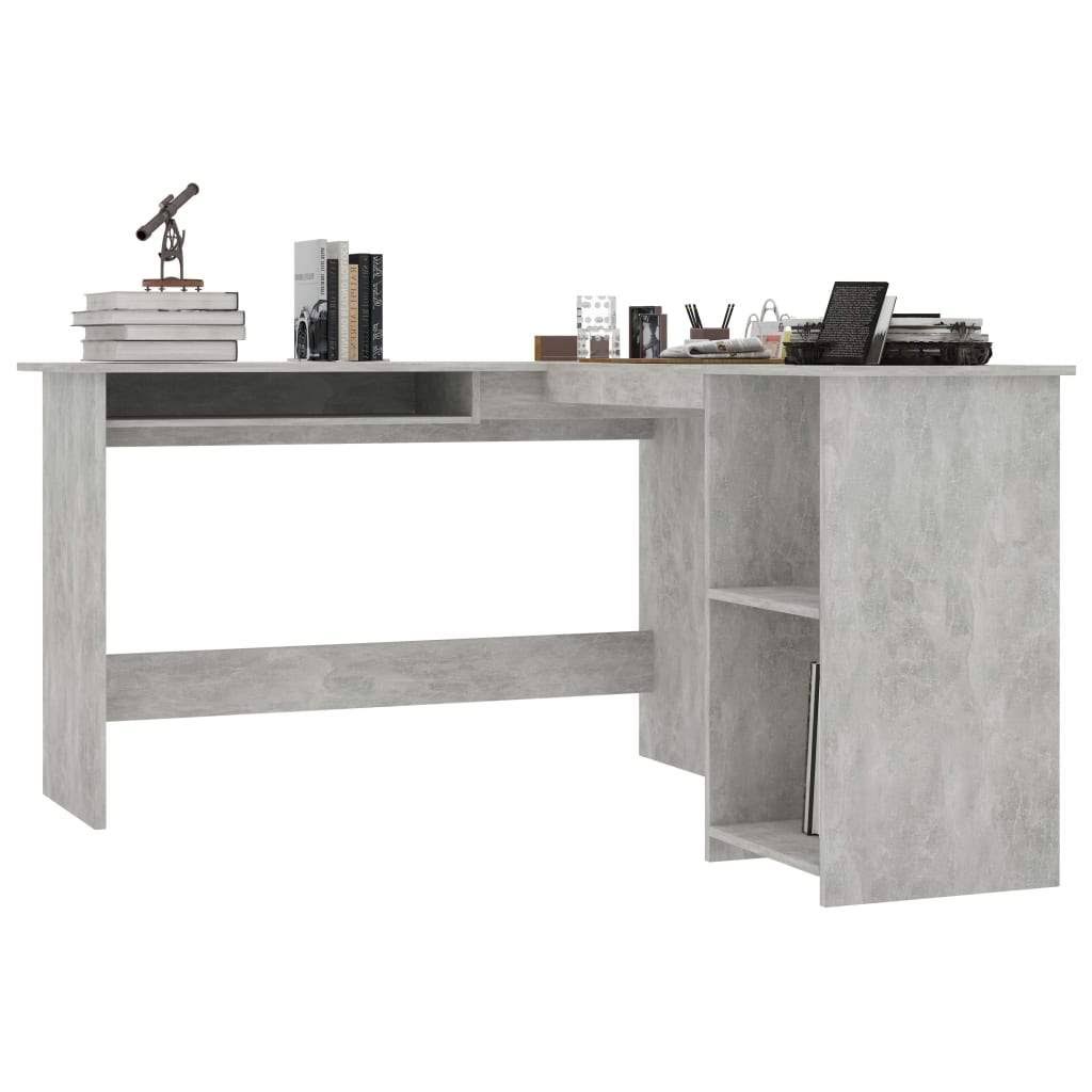 Concrete Gray L-Shaped Corner Desk Chipboard B97061