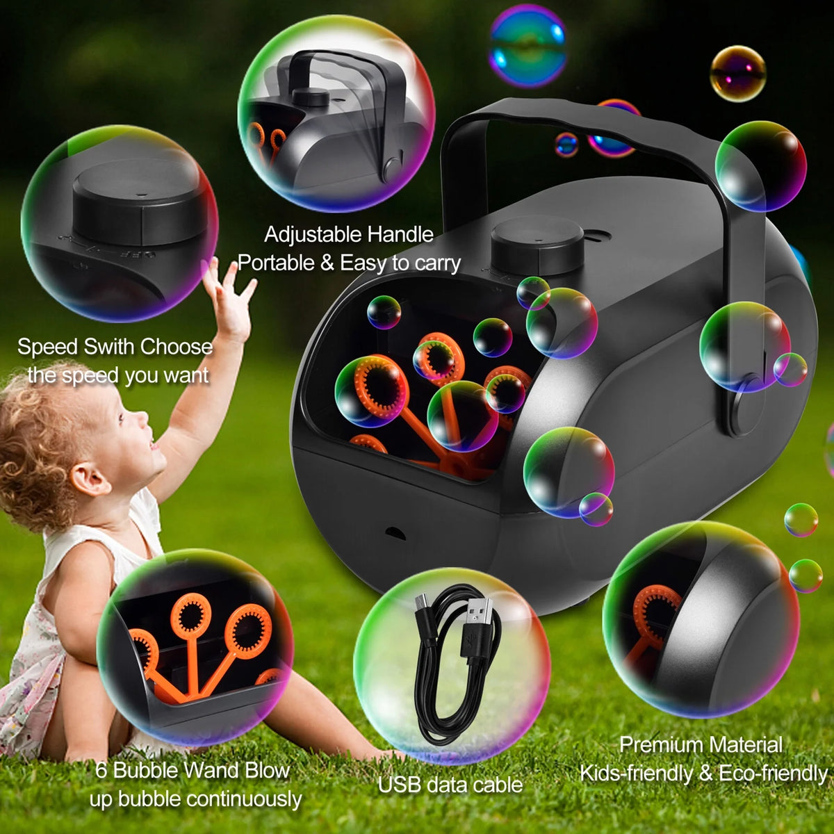 Portable Rechargeable Bubble Machine V618778