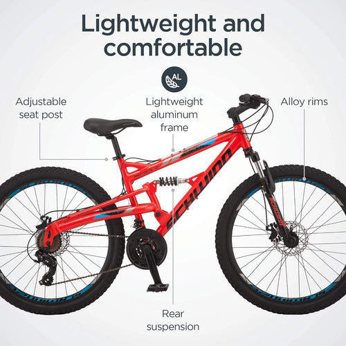 26 In. Wheels 24-Speed Aluminum Full Suspension Mountain Bike X8716