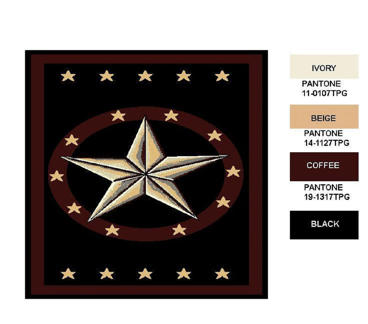 Black 2 ft. x 8 ft. Western Star Area Rug V609
