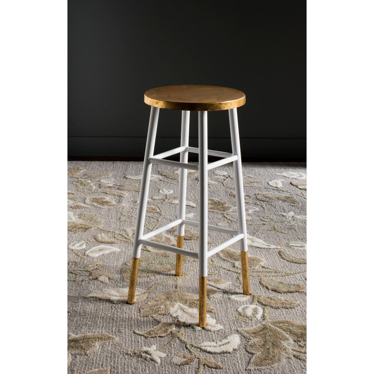 Metallic Bar Stool, White/Gold E29829