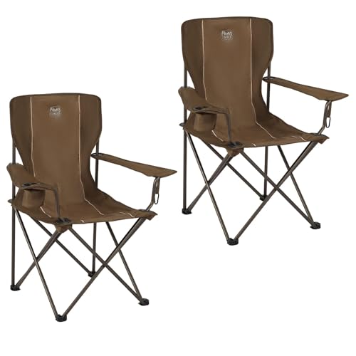 Collapsible Armrests Cup Holder Carry Mat Pet Leash Heavy Duty Foldable Chair Earth Brown M390