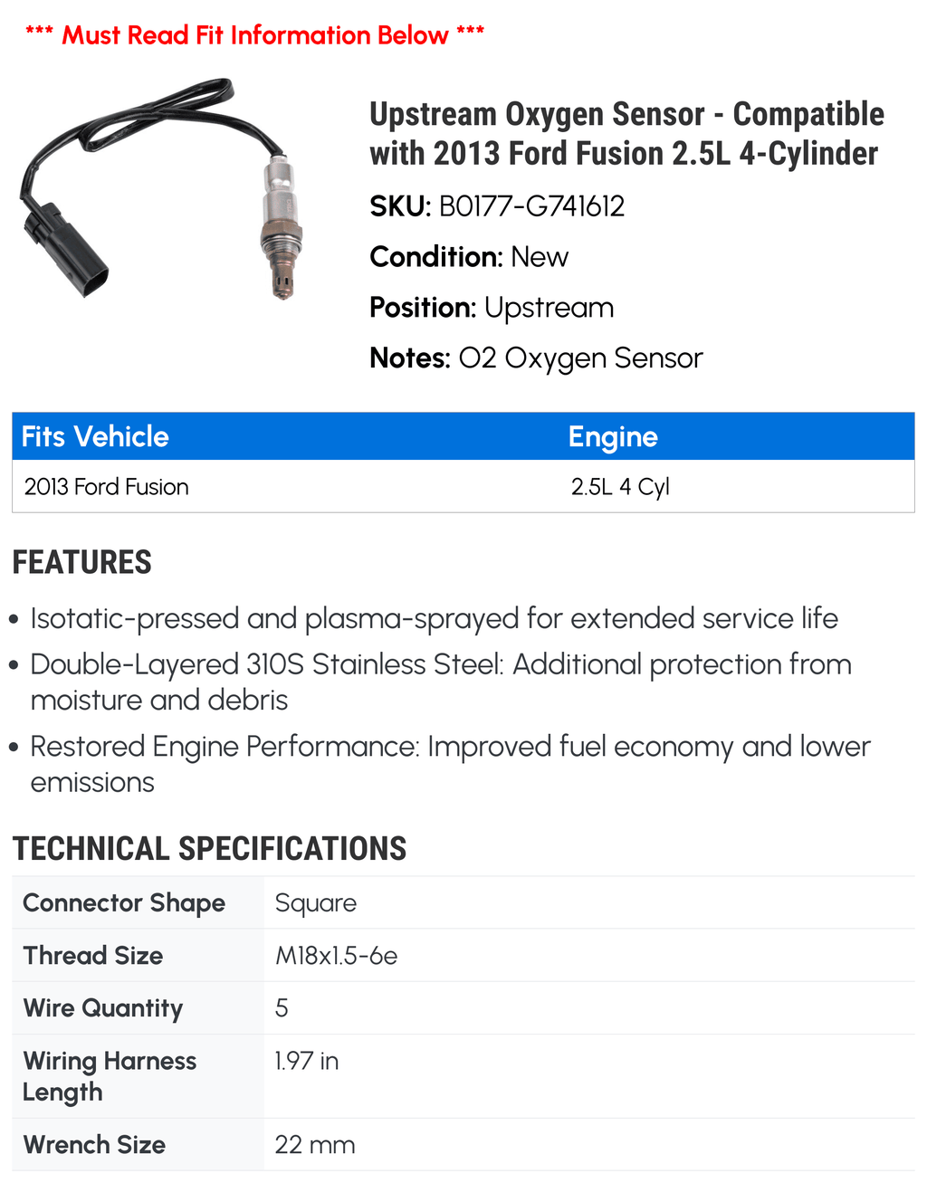 Oxygen Sensor B70538