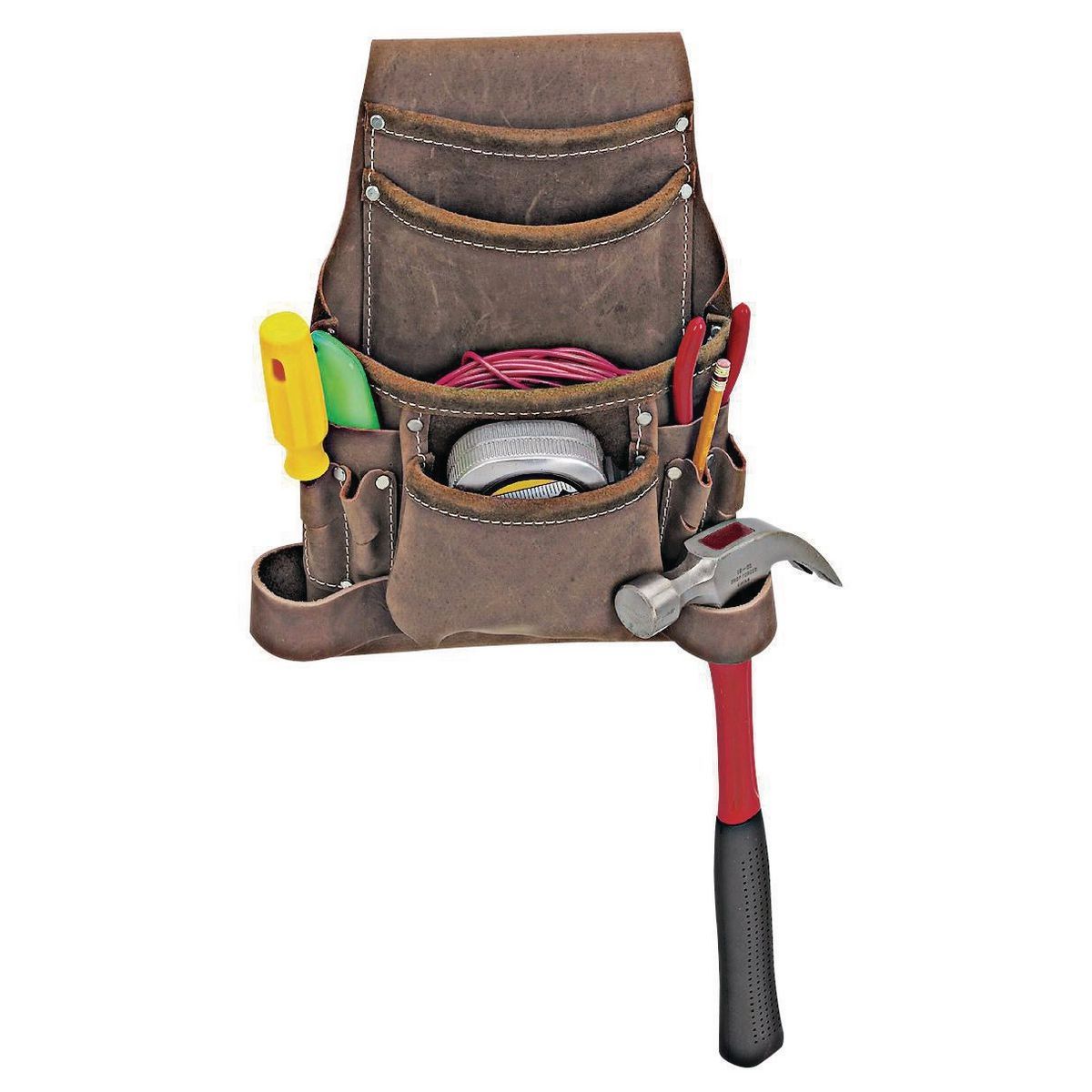 10 Pocket Oil Tanned Leather Tool Pouch Y4904