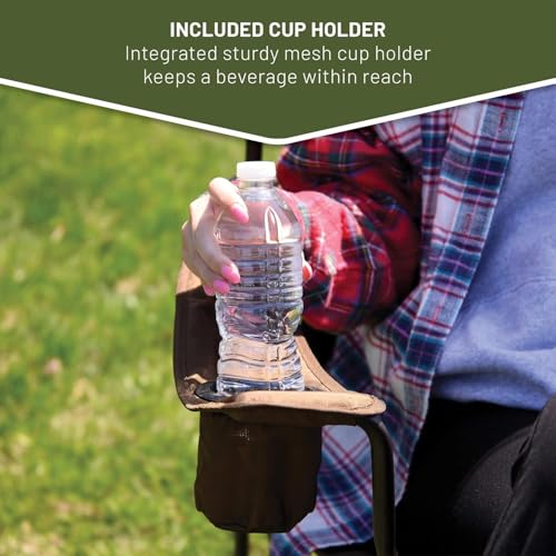Collapsible Armrests Cup Holder Carry Mat Pet Leash Heavy Duty Foldable Chair Earth Brown M390