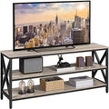 Industrial TV Stand with 3 Tier Shelves Metal Frame Rustic Brown T589531