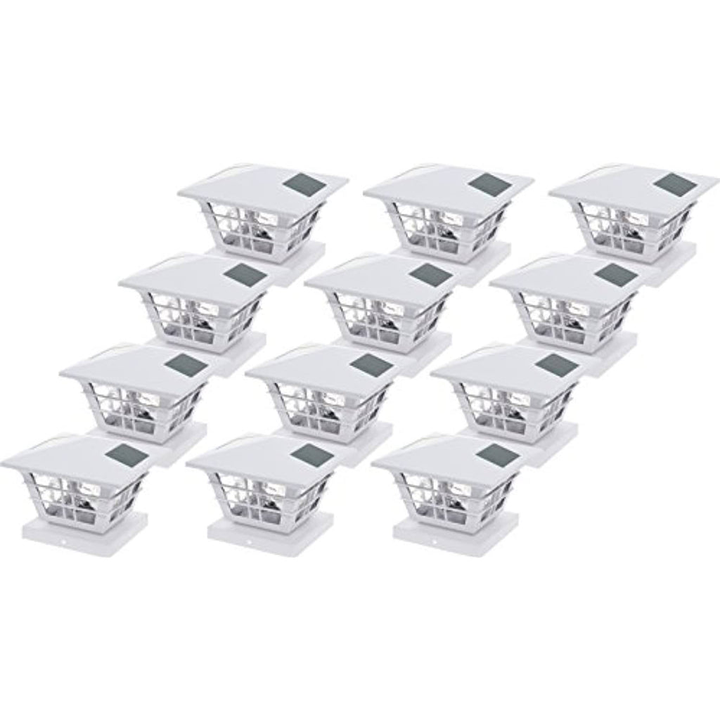 White Solar Post Cap Light with Base Adapter 12 Pack E871992