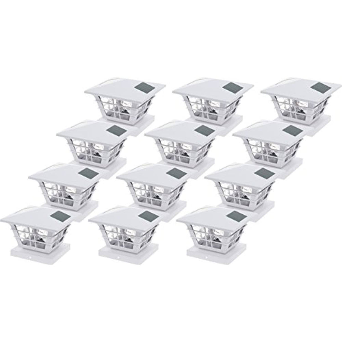 White Solar Post Cap Light with Base Adapter 12 Pack E871992