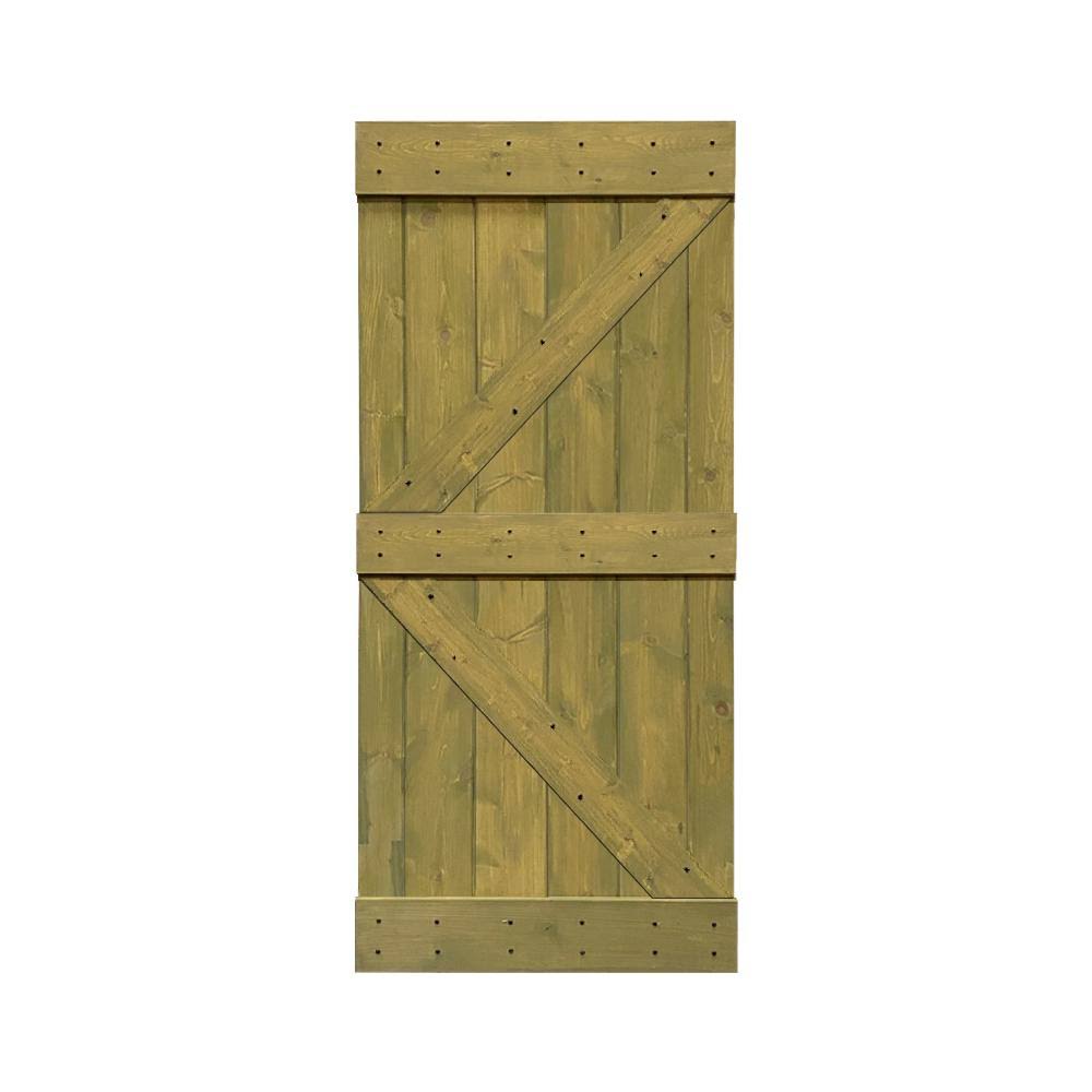 36 in. x 84 in. Solid Jungle Green Stained Pine Wood Interior Sliding Barn Door Slab N374
