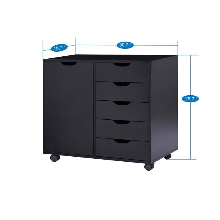 Black 5-Drawer Storage Cabinet with Shelves S68410