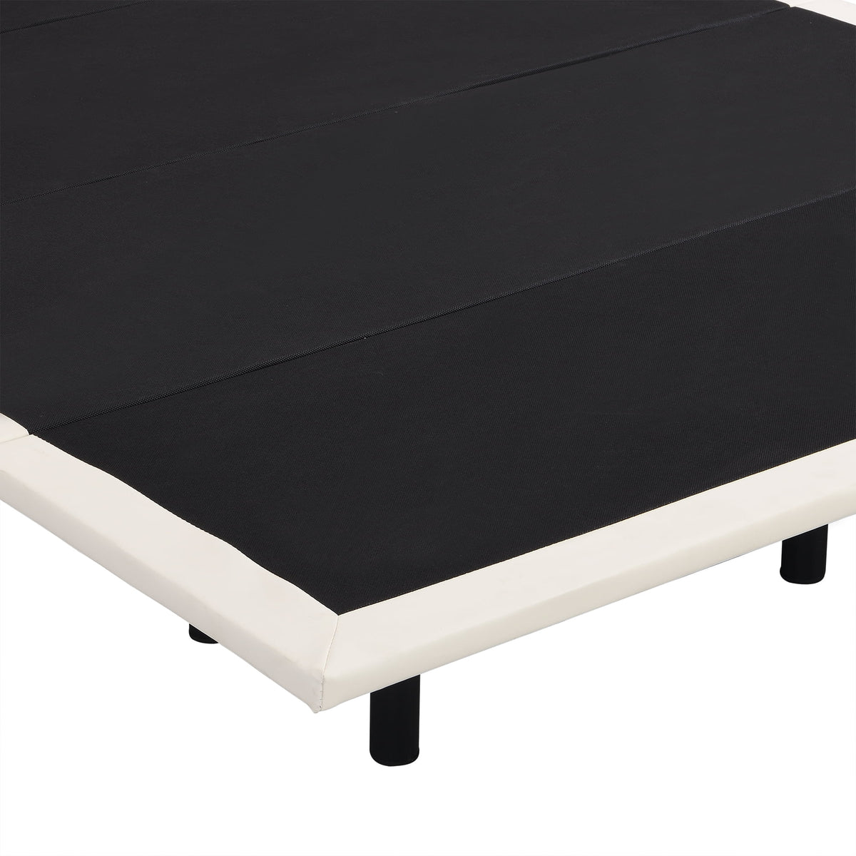 Beige Full Size Upholstered Platform Bed with LED Lights A861191